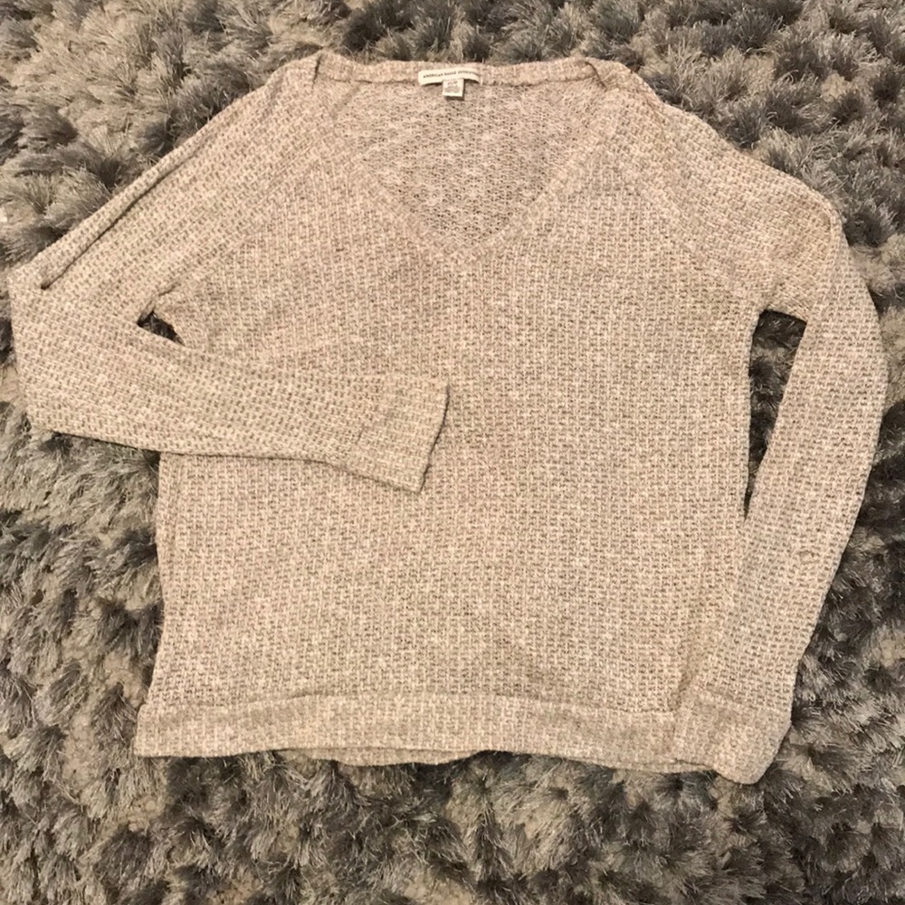 Cream/Gray Knit Top Sweater from American Eagle!